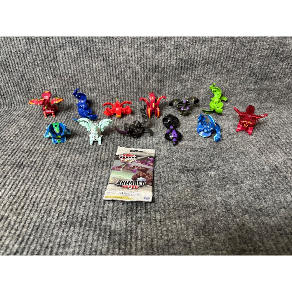 Bakugan Battle Brawlers Lot of 12 Figures Plus Sealed Armored Elite Card Pack